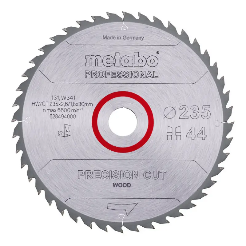 Metabo Kreissägeblatt "precision cut wood - professional", 235 x 30 mm, Zähnezahl 44, Wechselzahn 15° Finale Aktion