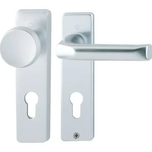 Abverkauf Hoppe London Aluminium-Kurzschild-Wechsel-Garnitur 54/227K/202KP/AP/113, Profilzylinder, für Wohnungsabschluss-Türen - silberfarben