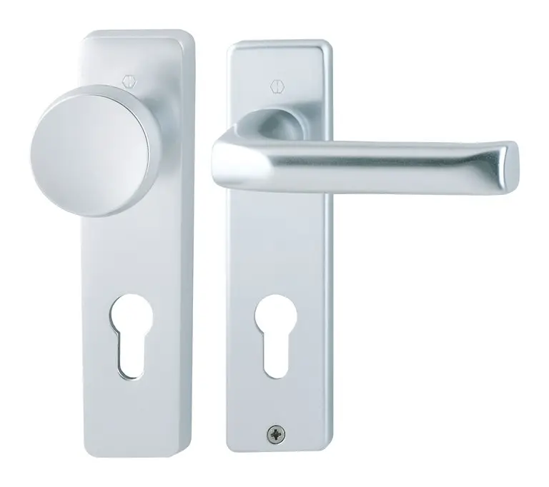 Abverkauf Hoppe London Aluminium-Kurzschild-Wechsel-Garnitur 54/227K/202KP/AP/113, Profilzylinder, für Wohnungsabschluss-Türen - silberfarben