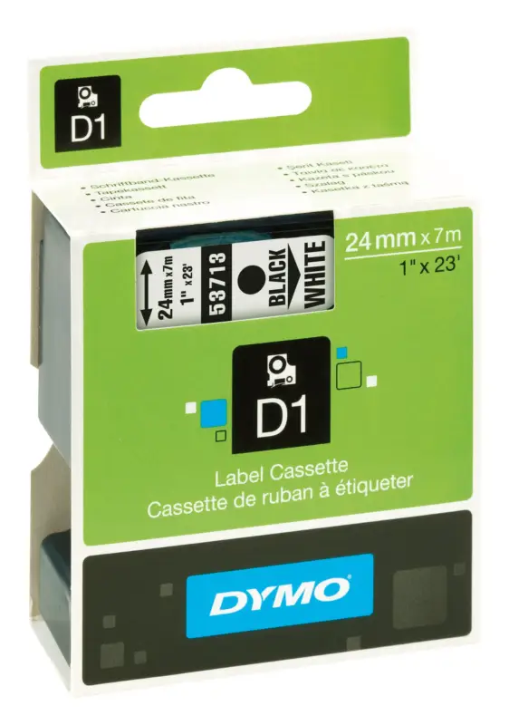 Dymo D1 Schriftband schwarz / weiß Nr.53713 24 mm x 7m Super-Preis