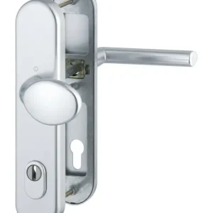 Markenprodukt Hoppe Stockholm Aluminium-Schutz-Langschild-Wechsel-Garnitur 76G/3332ZA/3410/1140, Profilzylinder, mit Zylinder-Abdeckung für Außen-/Wohnungsabschluss-Türen (66-71 mm) - silberfarben