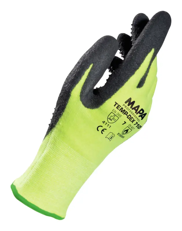 Nur Heute Mapa Handschuh Temp-Dex 710, Größe 7, gelb/schwarz(Verpackungseinheit: 10Paar)