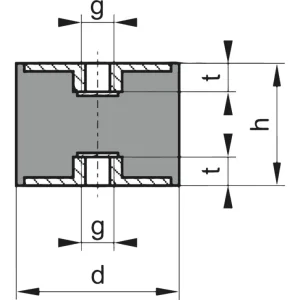 Geprüft Gummi-Metall-Puffer Ausführung C 15 x 10 mm M5