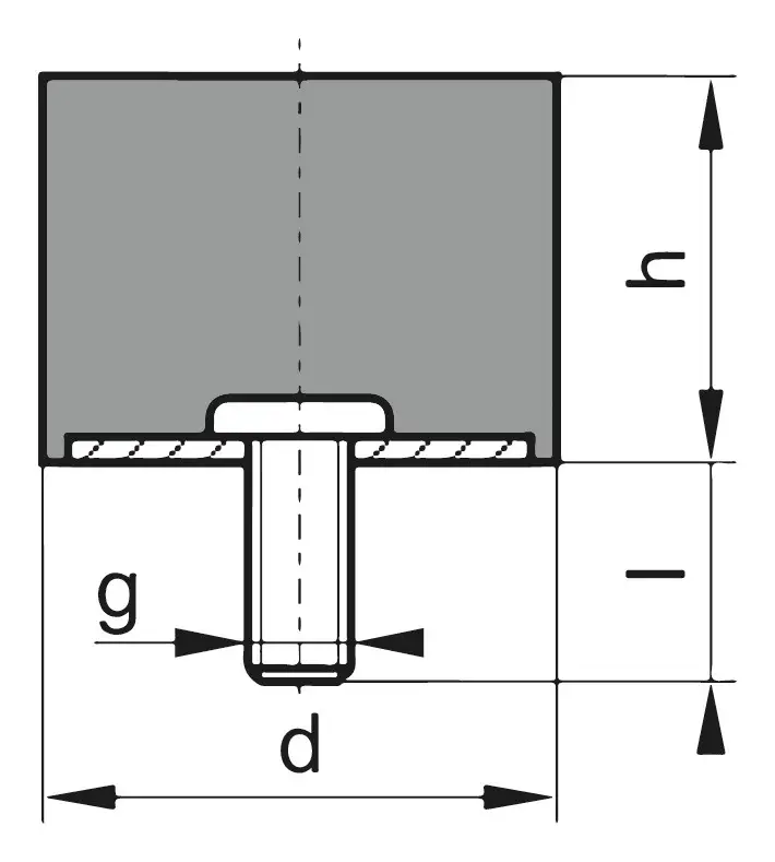 Gummi-Metall-Puffer Ausführung D 50 x 45 mm M10 x 28 Ausverkauf