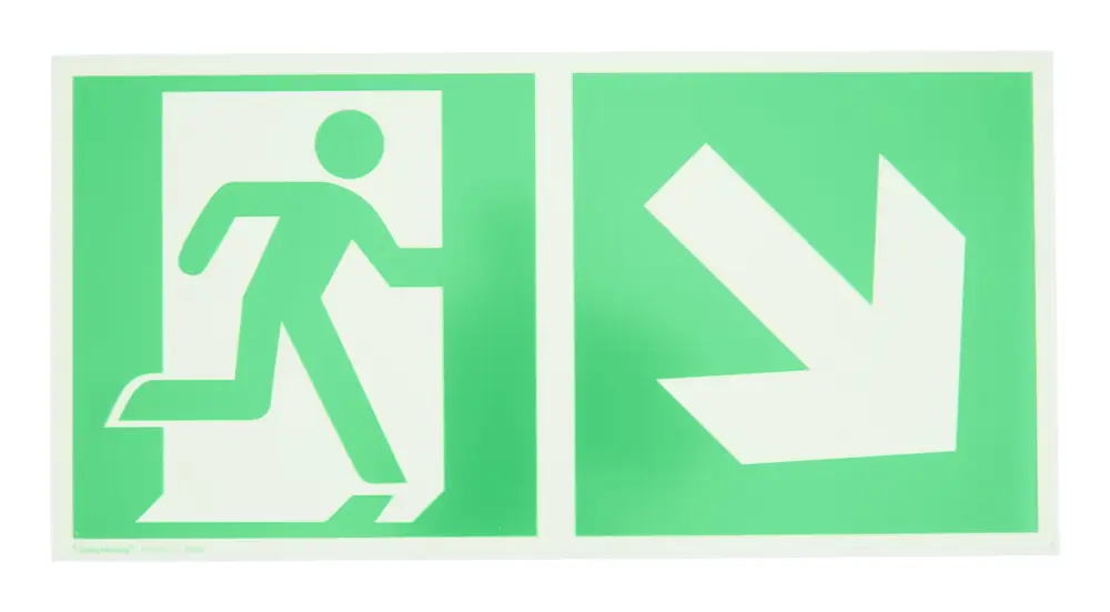 SafetyMarking Rettungsschild, Rettungsweg rechts ab 30 x 15 cm, Aluminium, nachleuchtend Sichere Zahlung