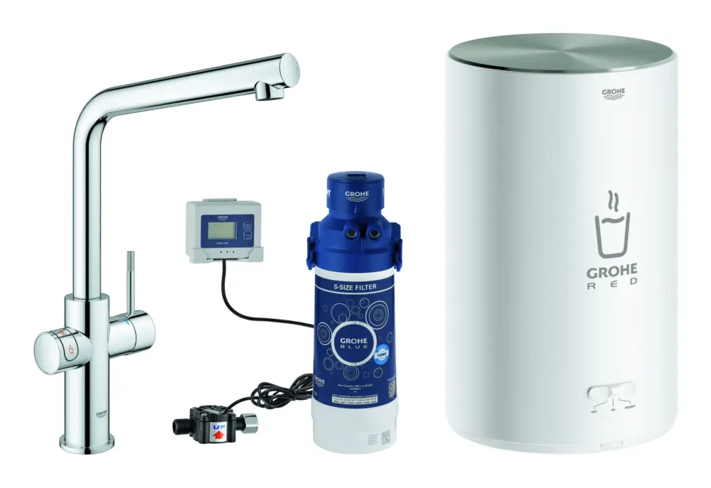 Grohe Red Duo Spültischarmatur mit L-Auslauf und Boiler Größe M - Chrom Sofort Bestellen