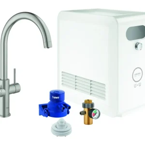 Garantierte Lieferung Grohe Blue Professional Starterkit Spültischarmatur mit C-Auslauf - Supersteel