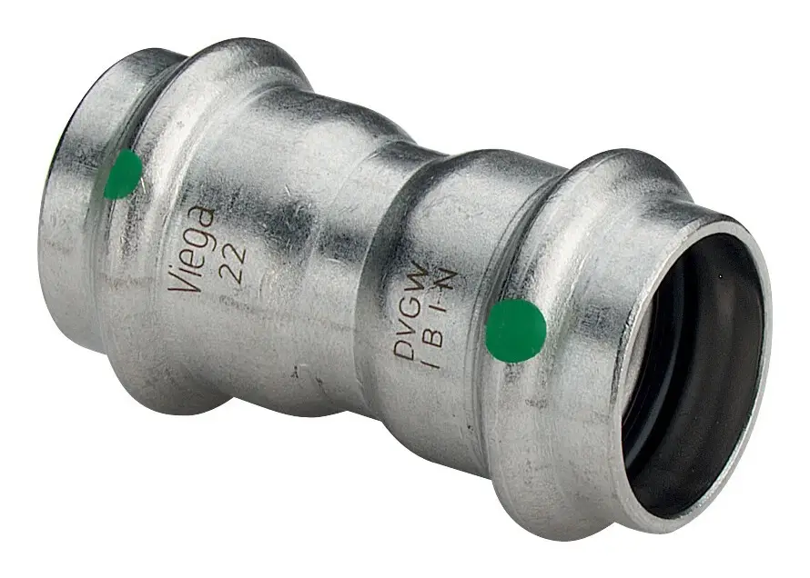 Viega Muffe Sanpress Inox 2315 22 mm, Stahl nichtrostend, SC-Contur Solange Der Vorrat Reicht