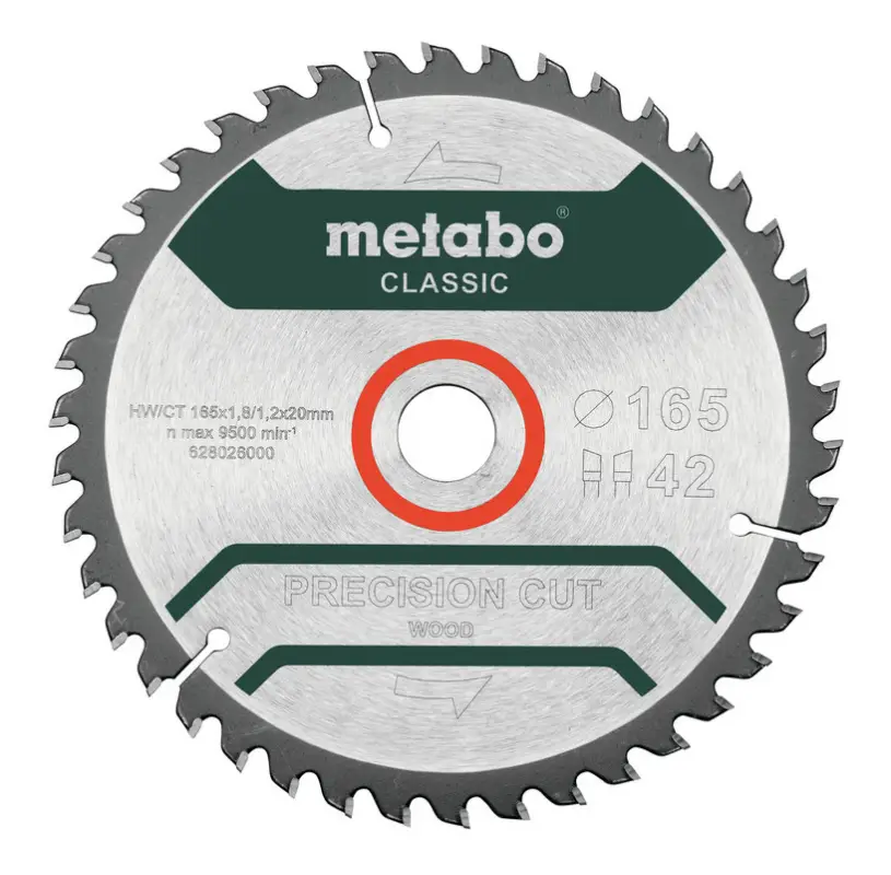 Metabo Kreissägeblatt "precision cut wood - classic", 165 x 20 mm, Zähnezahl 42, Wechselzahn 5° Meistverkauft