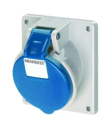 Aktuell Mennekes CEE-Anbausteckdose 3p 16A 230V (50+60Hz) blau 6h IP44 schraublose Klemme abgewinkelt Kunststoff 64x73,5mm