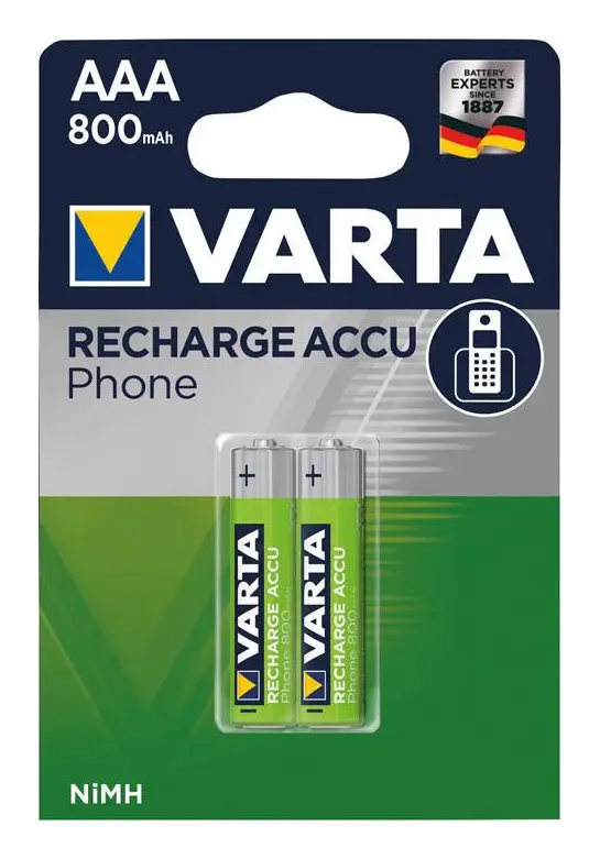 Markenware Varta Akku Micro 1,2V AAA Nickel-Hydrid 800mAh HR03 1zell Ø10,5mm