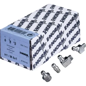 Sonderangebot E-NORMpro Schmiernippel DIN 71412 5.8 galvanisch verzinkt a H1 / M6 x 1(Verpackungseinheit: 25Stück)