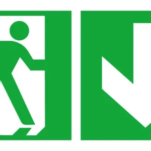 Expressversand SafetyMarking Rettungszeichen 300 x 150 mm Alu Notausgang rechts