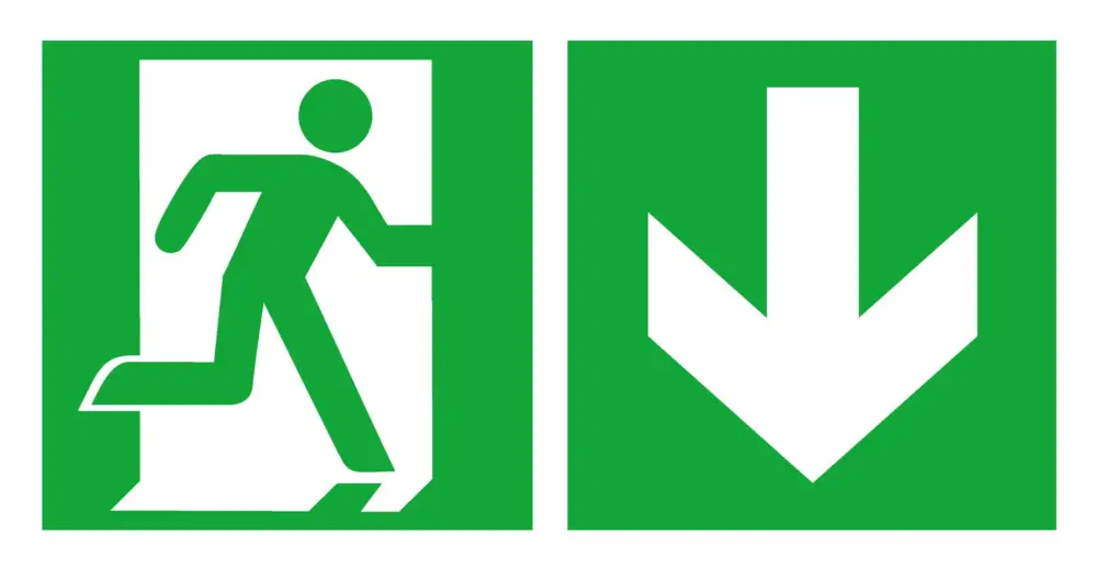 Expressversand SafetyMarking Rettungszeichen 300 x 150 mm Alu Notausgang rechts