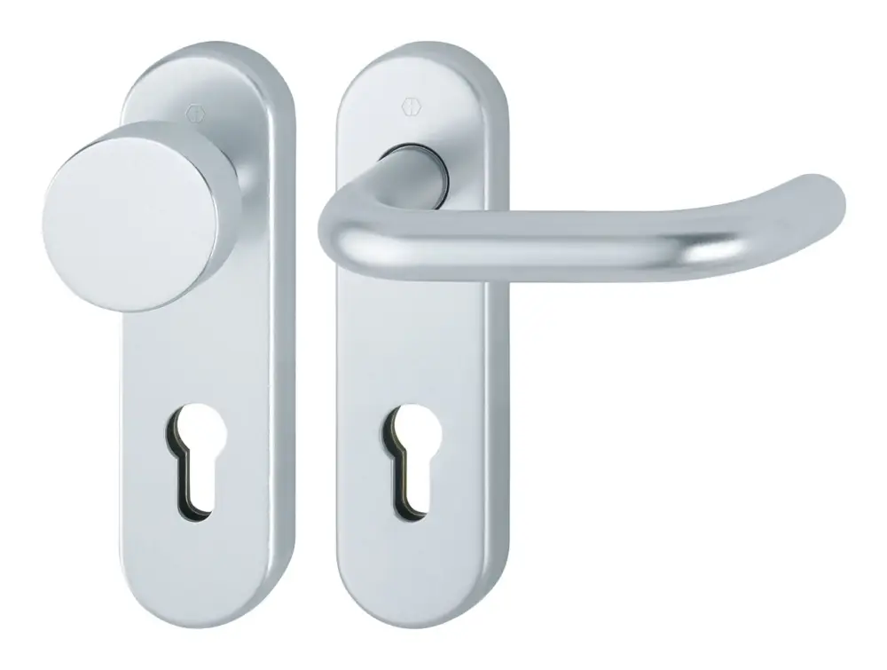 Preiswert Hoppe Paris Aluminium-Feuerschutz-Kurzschild-Wechsel-Garnitur FS-58/353KH/138, Profilzylinder, für Wohnungsabschluss-Türen - silberfarben