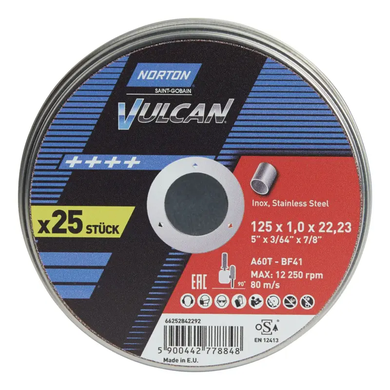 Norton Trennscheibe Dose 25x Vulcan Inox 125 x 1 mm Schnäppchen