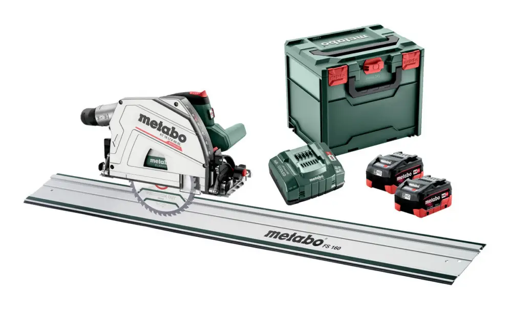 Billig Metabo Set KT 18 LTX 66 BL Akku-Tauchkreissäge 2 x 8 Ah LiHD mit Führungsschiene FS 160 in metaBOX