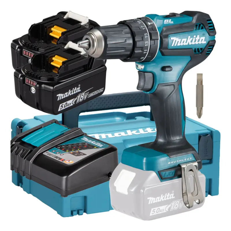 Makita Akku-Schlagbohrschrauber 18V, DHP485RTJ, 50 Nm, 2 x 5 Ah Li-Ion in MAKPAC 2 Neuheit