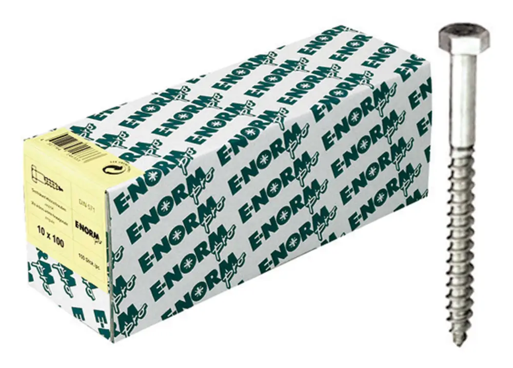 Sichere Zahlung E-NORMpro Sechskant-Holzschraube DIN 571 Stahl galvanisch verzinkt 8 x 120 mm(Verpackungseinheit: 100Stück)