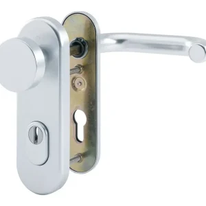 Hoppe Paris Aluminium-Feuerschutz-Schutz-Kurzschild-Wechsel-Garnitur FS-58/3332KZA/353K-1/138F, Profilzylinder, mit Zylinder-Abdeckung für Außen-/Wohnungsabschluss-Türen - silberfarben Beliebt