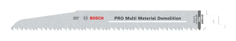 Echt Bosch Pro Multi Material Demolition S1110VF Säbelsägeblatt, 1,6 x 22 x 225 mm - 5er Pack