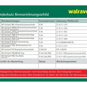 Walraven BIS PACIFYRE Kennzeichnungsschild für Wände und Decken Bestpreis