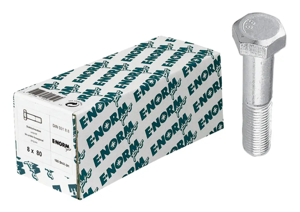 Top-Angebot E-NORMpro Sechskantschraube / Maschinenschraube DIN 931 8.8 galvanisch verzinkt M10 x 140 mm(Verpackungseinheit: 50Stück)