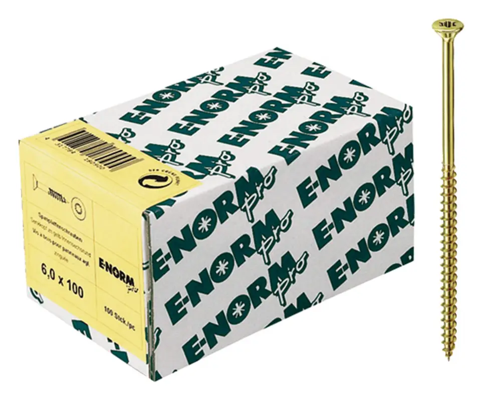 Meistverkauft E-NORMpro Spanplattenschrauben Senkkopf verzinkt gelb Teilgewinde Innenstern TX 4,5 x 45 / 27 mm(Verpackungseinheit: 100Stück)