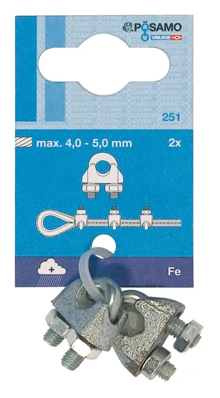 Nur Für Kurze Zeit Pösamo Drahtseilklemme ehemals DIN 741 Zink 3 mm / M4 1/8" a 2 Stück SB