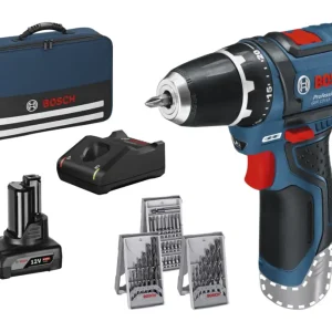 Bosch Professional Akku-Bohrschrauber GSR 12V-15 mit 2x Akku 2 Ah/4 Ah, Zubehör-Set & Tasche Must-Have