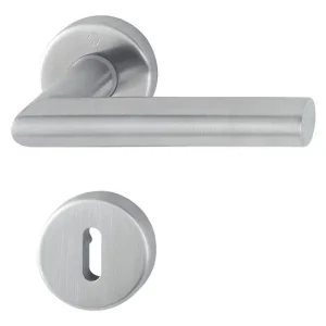 Knallerangebot Hoppe Amsterdam Edelstahl-Rosetten-Türgriff-Garnitur E1400Z/42KV/42KVS, Ovalbart, mit Schlüsselrosetten für Innentüren (37-42 mm) - matt