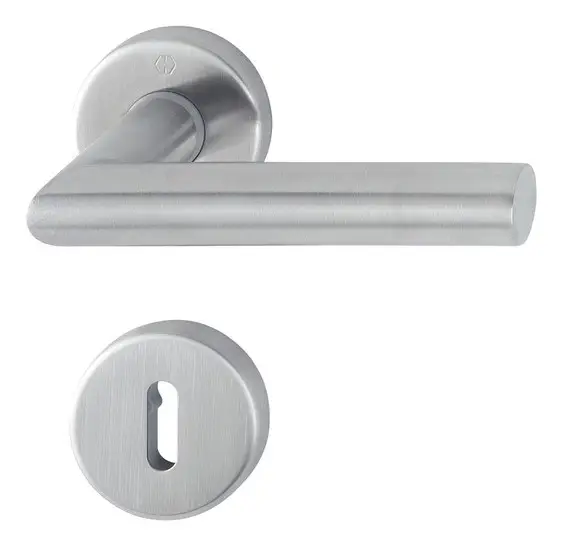 Knallerangebot Hoppe Amsterdam Edelstahl-Rosetten-Türgriff-Garnitur E1400Z/42KV/42KVS, Ovalbart, mit Schlüsselrosetten für Innentüren (37-42 mm) - matt