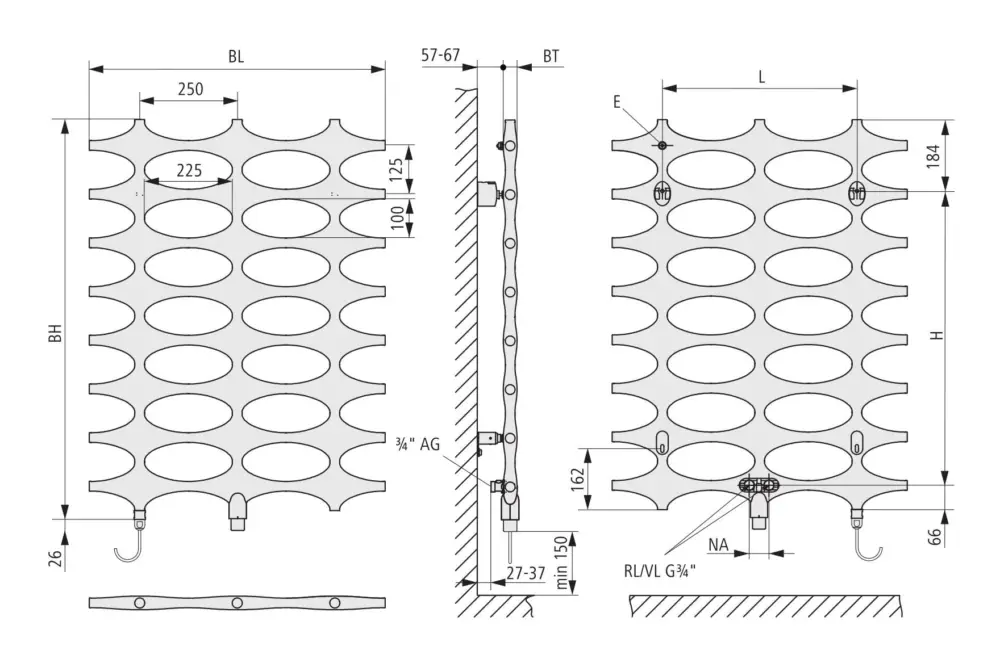 Preisreduziert Kermi Ideos-V E-Zusatzbetrieb Bad- und Wohnheizkörper WRX - Regler Ausführung links ohne Abdeckung 758 x 1151 x 37 mm - Glanzsilber / Weiß