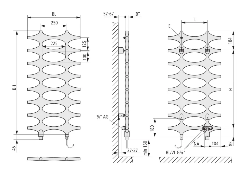 Kermi Ideos-V E-Zusatzbetrieb Bad- und Wohnheizkörper WWS - Regler Ausführung rechts ohne Abdeckung 508 x 1151 x 35 mm - Weiß / Weiß Abverkauf