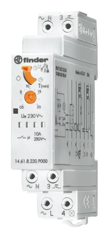 FINDER Treppenlichtzeitschalter REG 230VAC 1TE elektr.Ausschaltvorw 3Leiter flackern Letzte Chance