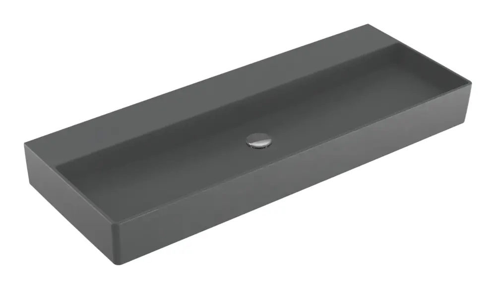 Abverkauf Villeroy & Boch Memento 2.0 Waschbecken für Möbel ohne Hahnloch ohne Überlauf Unterseite geschliffen 1200 x 470 x 150 mm - Graphite mit CeramicPlus