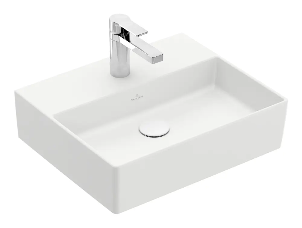 Villeroy & Boch Memento 2.0 Waschbecken für Möbel mit 1 Hahnloch ohne Überlauf Unterseite geschliffen 500 x 420 x 140 mm - Stone White mit CeramicPlus Neue Ware
