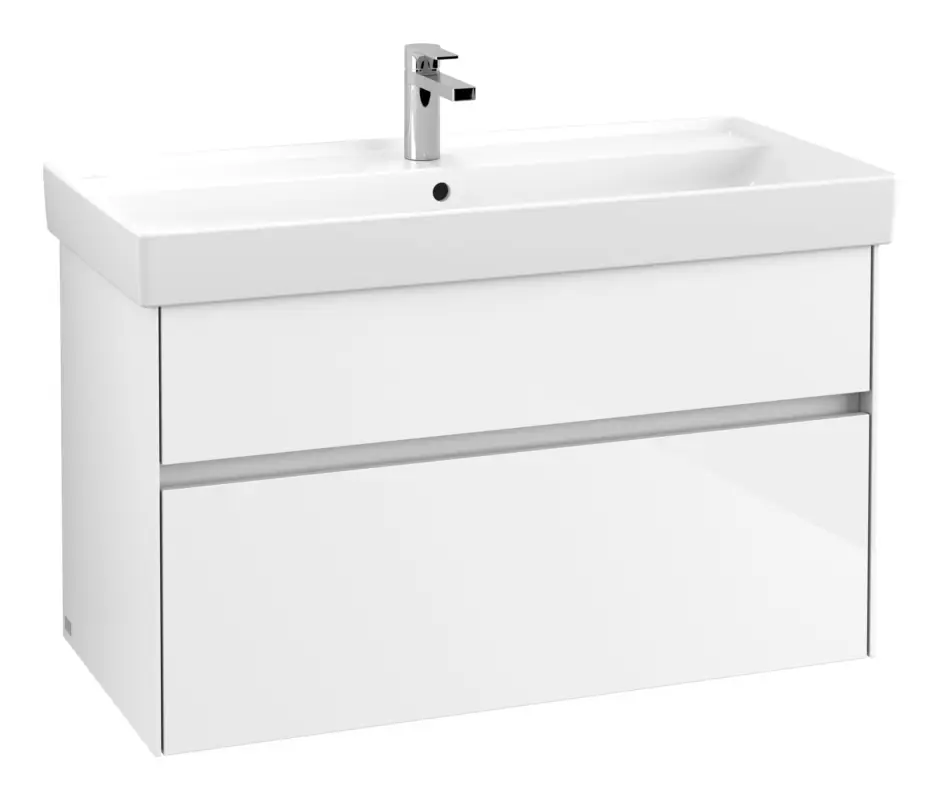 Must-Have Villeroy & Boch Collaro Waschbeckenunterschrank für Becken mittig für Collaro 2 Auszüge 954 x 546 x 444 mm - Glossy White / White Matt