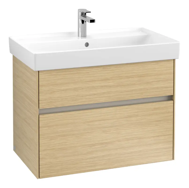 Expressversand Villeroy & Boch Collaro Waschbeckenunterschrank für Becken mittig für Collaro 2 Auszüge 754 x 546 x 444 mm - Nordic Oak / Soft Grey