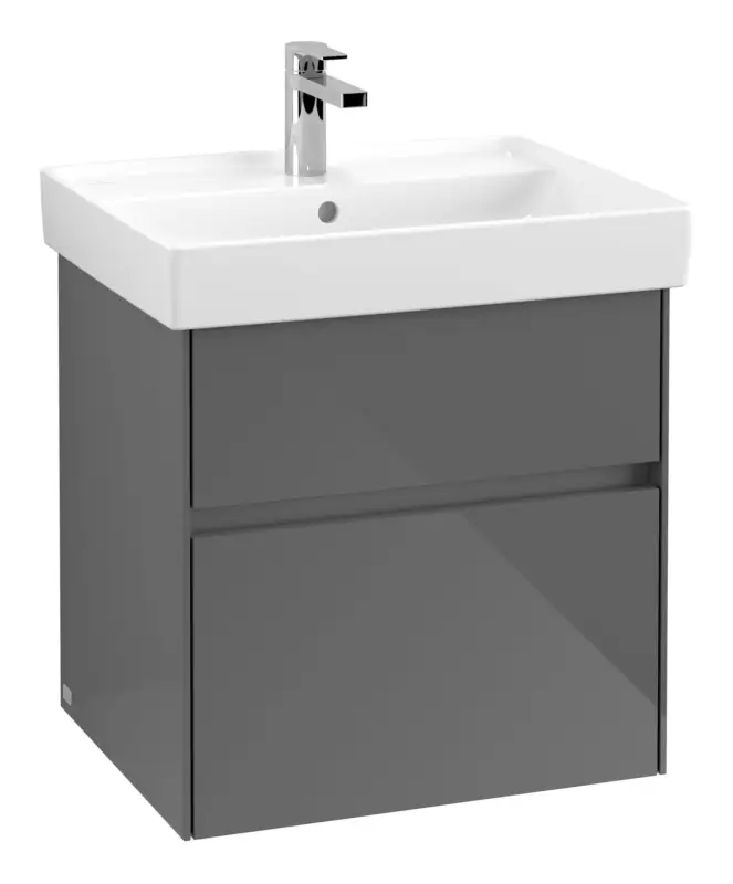 Top-Angebot Villeroy & Boch Collaro Waschbeckenunterschrank für Becken mittig für Collaro 2 Auszüge 554 x 546 x 444 mm - Glossy Grey / Anthracite Matt