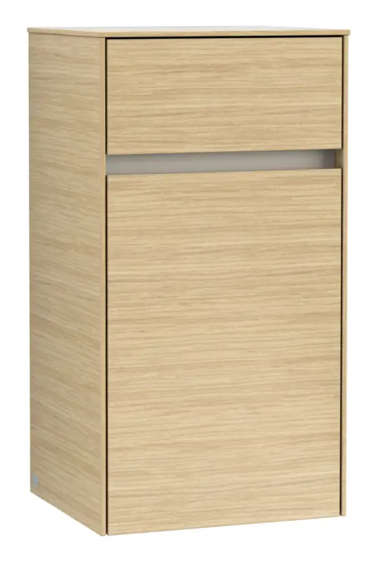 Neue Ware Villeroy & Boch Collaro Seitenschrank 1 Tür 1 Schublade Anschlag rechts 404 x 349 x 748 mm - Nordic Oak / Soft Grey