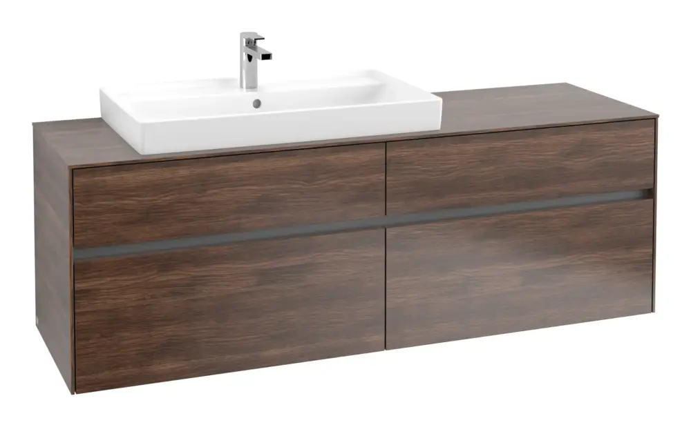 Meistverkauft Villeroy & Boch Collaro Waschbeckenunterschrank für Becken links für 800 mm Waschtisch 4 Auszüge 1600 x 548 x 500 mm - Arizona Oak / Anthracite Matt