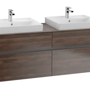 Abverkauf Villeroy & Boch Collaro Waschbeckenunterschrank für 2 Becken für 600 mm Waschtisch 4 Auszüge 1600 x 548 x 500 mm - Arizona Oak / Anthracite Matt
