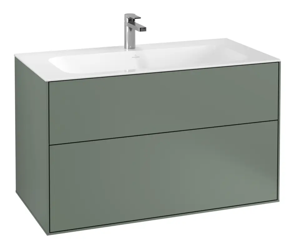 Villeroy & Boch Finion Waschbeckenunterschrank für Becken mittig ohne Regal für Finion 2 Auszüge 996 x 591 x 498 mm - Olive Matt Lacquer Expressversand