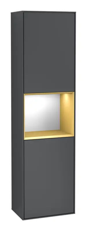 Villeroy & Boch Finion Hochschrank Regal mittig 2 Türen Anschlag rechts mit Beleuchtung 418 x 270 x 1516 mm - Midnight Blue Matt Lacquer / Gold Matt Lacquer Knallerangebot