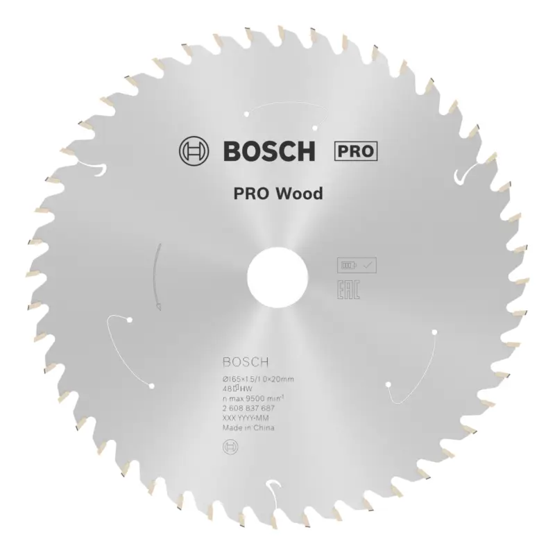 Bosch Pro Wood cordless Kreissägeblatt, 165 x 1,5 x 20 mm, 48 Zähne, für Akku-Handkreissägen Sichere Zahlung