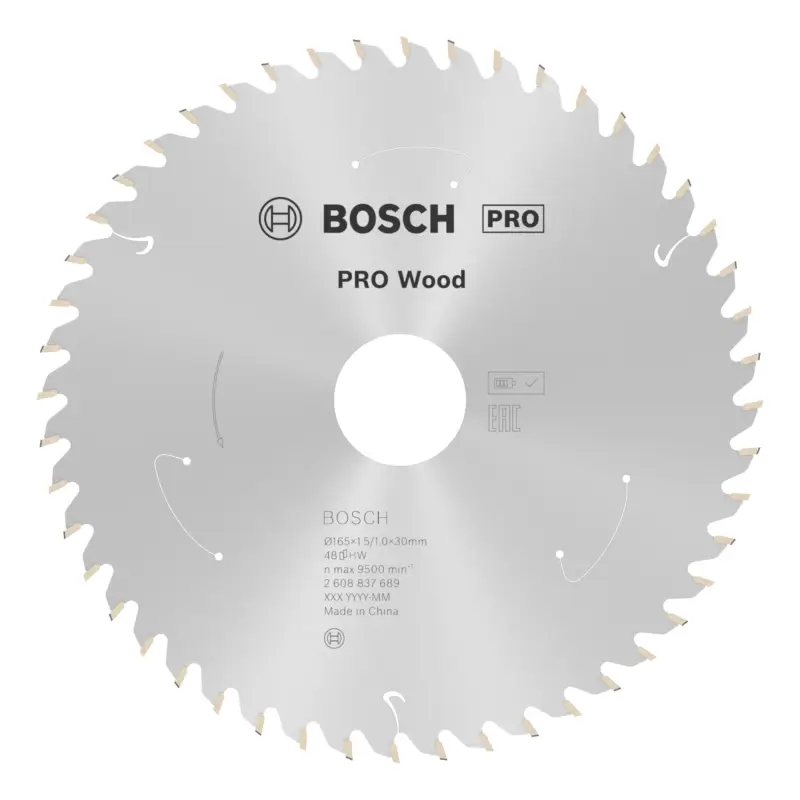 Bosch Pro Wood cordless Kreissägeblatt, 165 x 1,5 x 30 mm, 48 Zähne, für Akku-Handkreissägen Sonderaktion