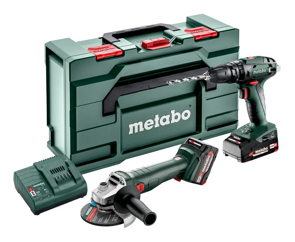 Heißes Angebot Metabo Combo Set 2.4.4 18V Akku-Schlagbohrschrauber SB 18 & Akku-Winkelschleifer W 18 L 9-125 mit 1 x 2 Ah Li-Ion und 1 x 4 Ah Li-Ion in MetaBox