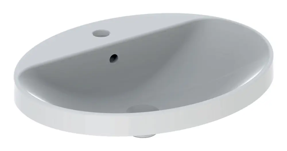 Geberit VariForm Einbauwaschtisch oval mit Hahnloch mit Überlauf 600 x 480 mm - Weiß / Glasiert Neue Kollektion