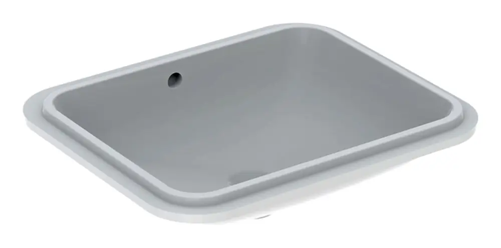 Sonderaktion Geberit VariForm Waschtisch rechteckig ohne Hahnloch mit Überlauf 580 x 490 mm - Weiß mit KeraTect